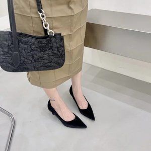 New high heels women's fashionable temperament beautiful color velvet pointed to